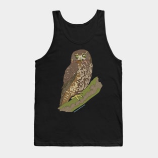 Hand Drawn New Zealand Morepork Bird Tank Top